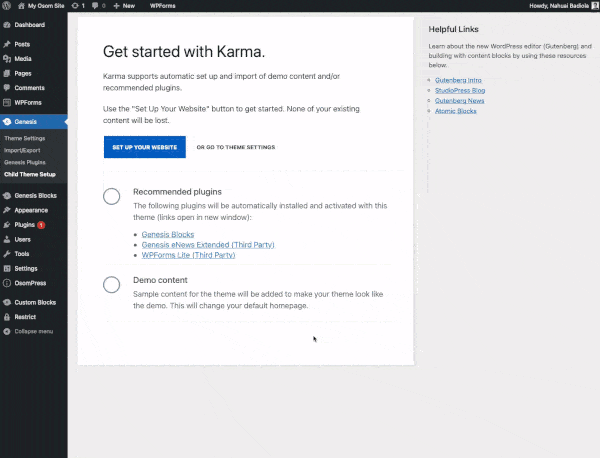 Karma Theme Osom One Click Setup