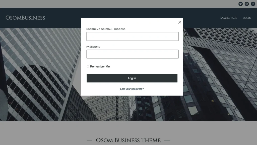 Osombusiness WordPress Block Theme With Osom Modal Login Plugin