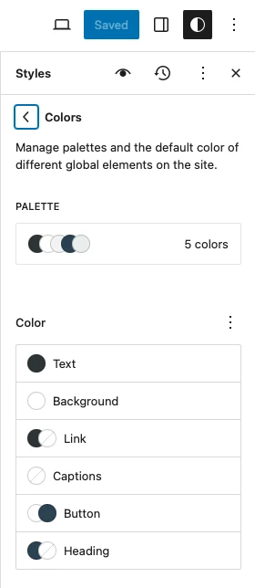 Site Editor Colors