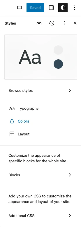 Site Editor Styles For Colors