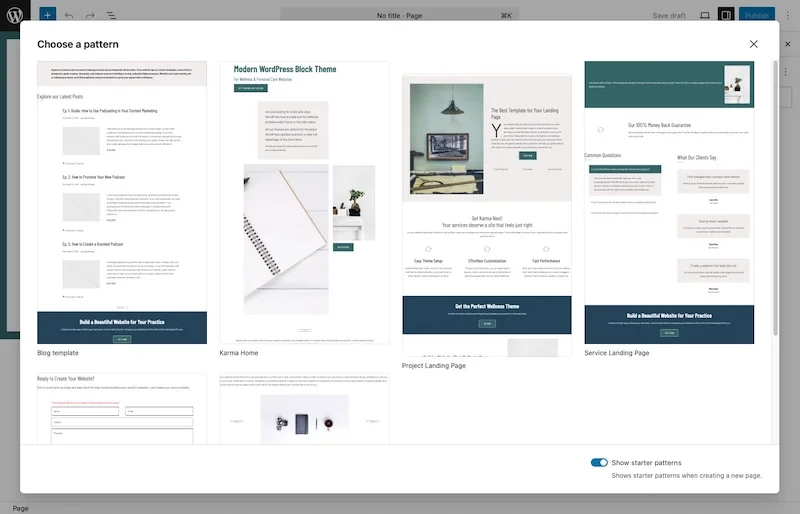 Karma next page layout patterns modal window