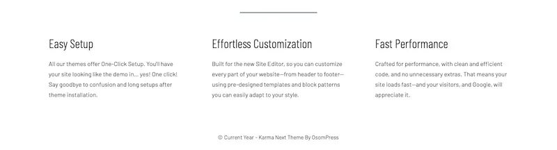 Karma footer default